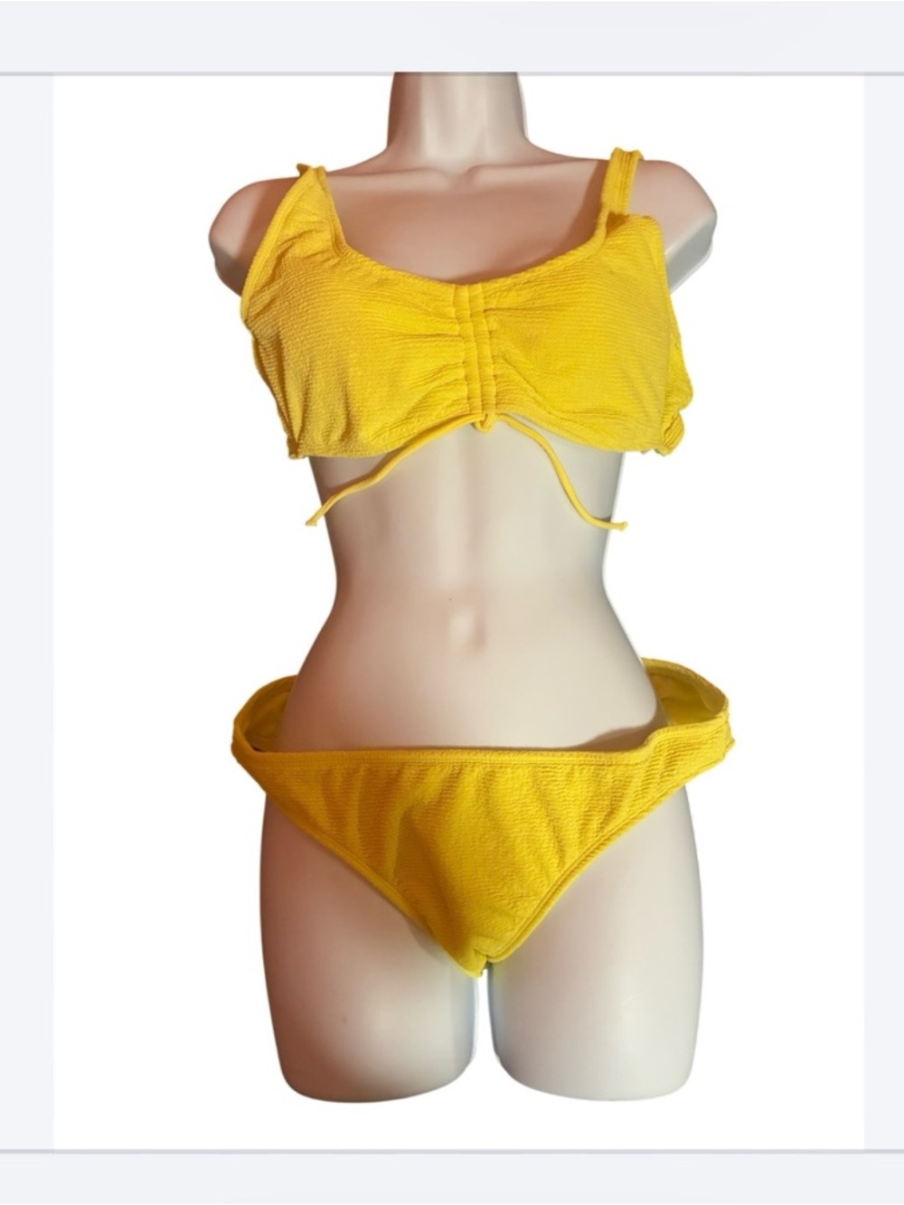 Yellow Ribbed Drawstring Bikini Set - Picture 8 of 9
